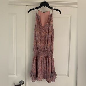 EUC Ramy Brook Pink Paisley Flower Print Sleeveless Smocked Dress